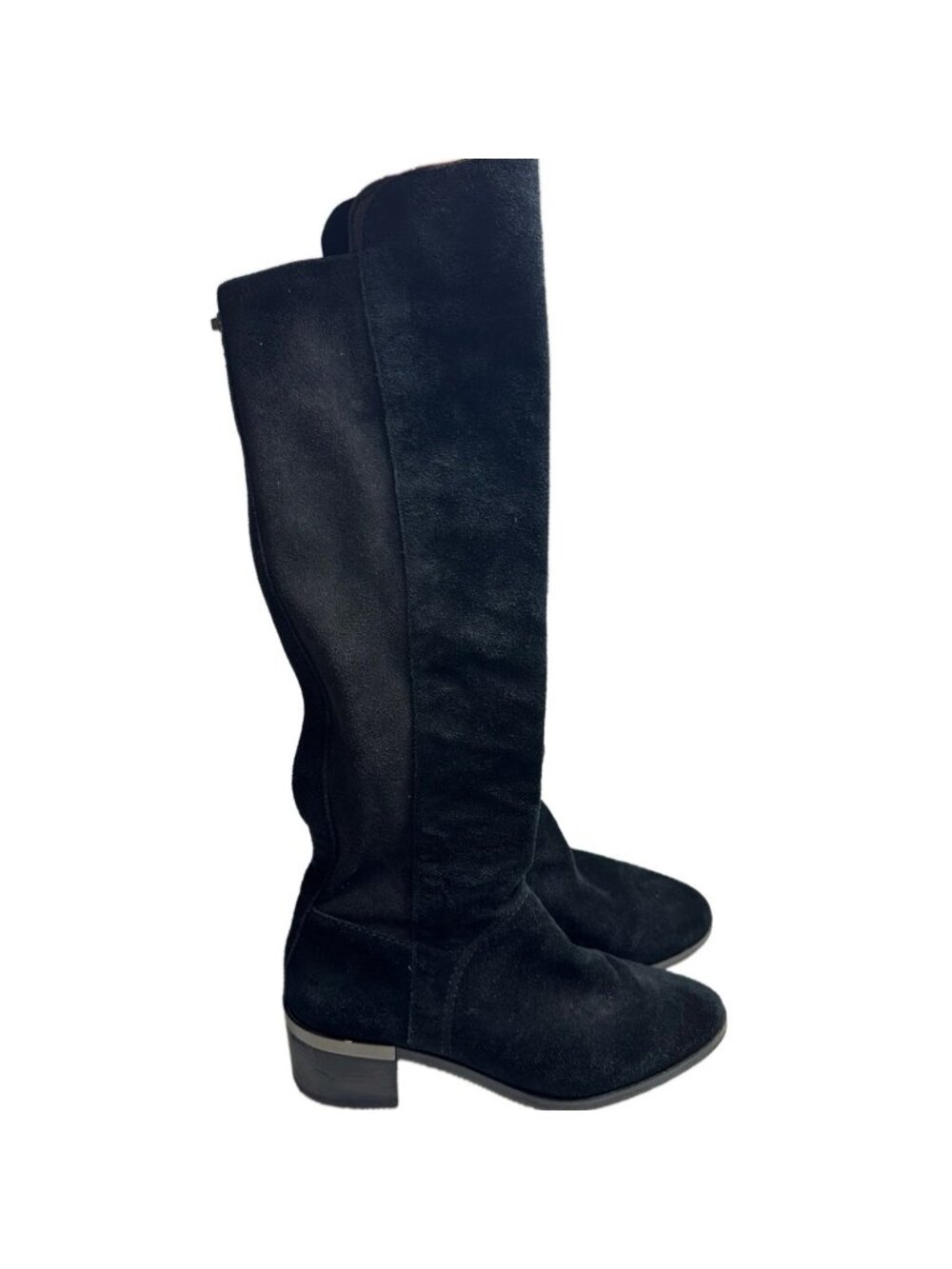 Coach Suede Ryder Tall Boots Logo Block Heel Black 6.5 B